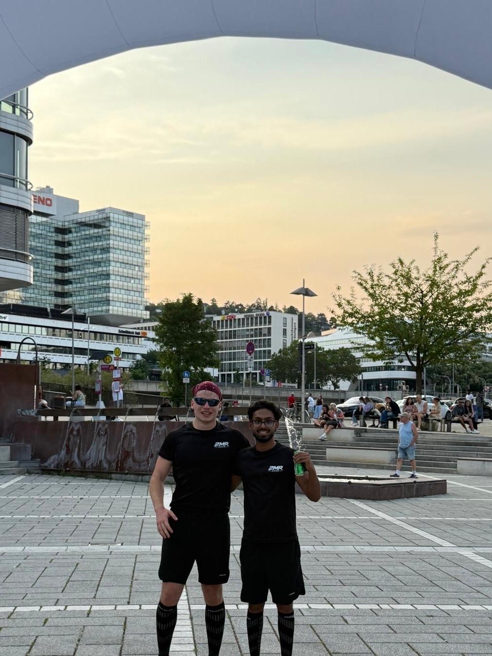 Ragul and Gabriel after their 100-kilometre charity run